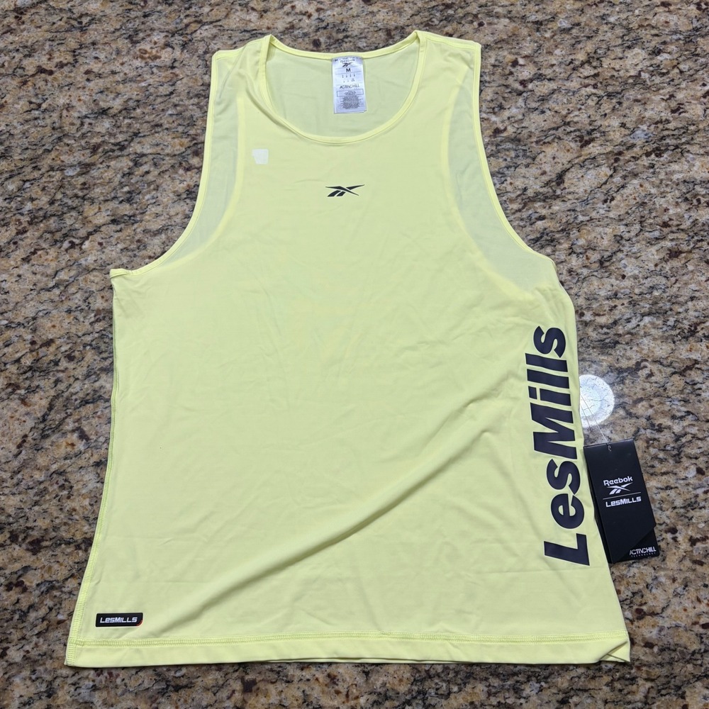 NEW Reebok Les Mills ACTIVCHILL Men Training Tank Top Yellow Medium ws